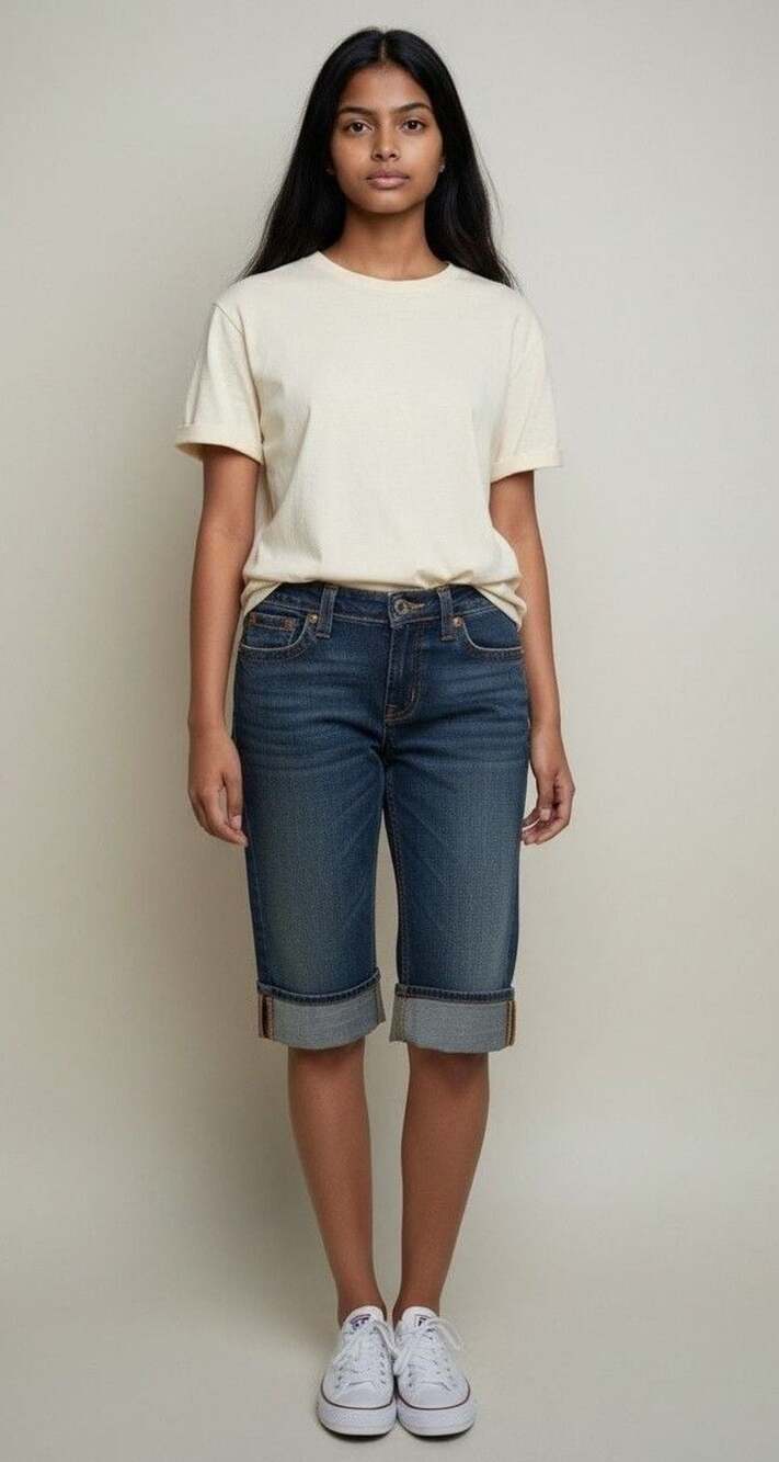 True Religion Sophie Cuffed Denim Shorts